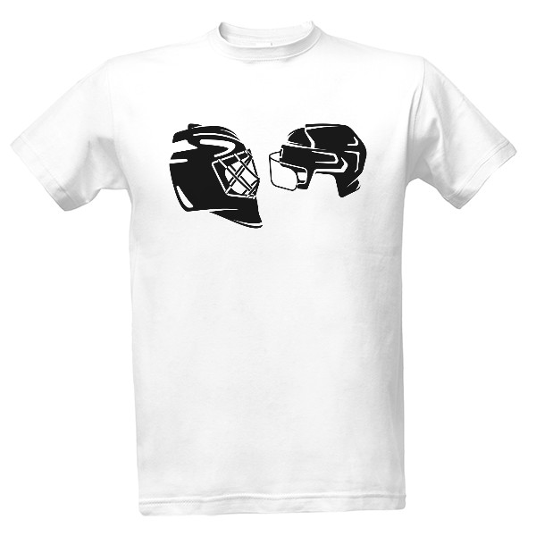 Tričko s potiskem Brankářská a hráčská hokejová helma